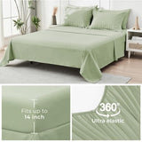 HYMOKEGE Light Green Queen Comforter Set Seersucker 7 Pieces, All Season Luxury Bed in a Bag for Bedroom, Bedding Set with Comforters, Sheets, Pillowcases & Shams HYMOKEGE