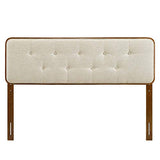 Modway MOD-6233-WAL-BEI Collins Tufted Full Fabric and Wood Headboard, Walnut Beige Modway