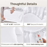 California Design Den Deep Pocket King Sheets Set - Luxury 600 Thread Count Sateen, 100% Cotton Sheets with All Around Elastic for a Snug Fit, Hotel Quality Bedding Set - White California Design Den