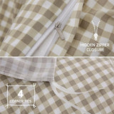 YHJWW Brown Gingham Duvet Cover Bedding Set Prewashed Extra Soft Comfy Breathable 3 Piece Plaid Checkered Grid Vintage Comforter Cover Set Cute Aesthetic (King 104"x90", No Comforter) YHJWW