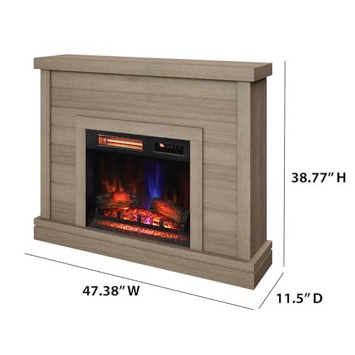 duraflame® Shiplap Wall Mantel Electric Fireplace, Barstow Acacia Duraflame