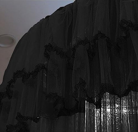 Kertnic Mosquito Net Bed Canopy for Girls, Princess Canopy Bed Curtain Fine Sheer Mesh Dome Bed Canopies, Kids & Adults Lace Tent for Twin Full Queen King Bed (Black) Kertnic