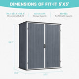 Greesum 5×3FT Plastic Outdoor Storage Shed with Floor, Resin Storaged Sheds with Lockable Door, Window & Vent, All-Weather Tool Sheds for Garden, Backyard, Patio, Dark Gray (4.7×2.5FT) Greesum