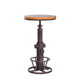 BOKKOLIK Industrial Bar Table Swivel Round Wooden Top Height Adjustable 38.6-44.4inch Vintage Kitchen Dining Chair Coffee Table Hydrant Design Bistro Table BOKKOLIK
