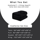 DOWNCOOL Twin Comforter Set -All Season Bedding Comforters Sets with 1 Pillow Case -2 Pieces Bed Set Down Alternative Comforter Set -Black Twin Bedding Sets(64"x88") DOWNCOOL