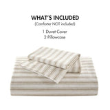 Madison Park Duvet Cover Set for Hot Sleepers - Linen Cotton Rayon Blend, Queen Size 3 Piece Set with Shams - Lightweight & Breathable Bedding, Tan Striped Design Madison Park