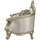 Acme Gorsedd Loveseat with 4 Pillows in Cream Fabric and Golden Ivory Acme