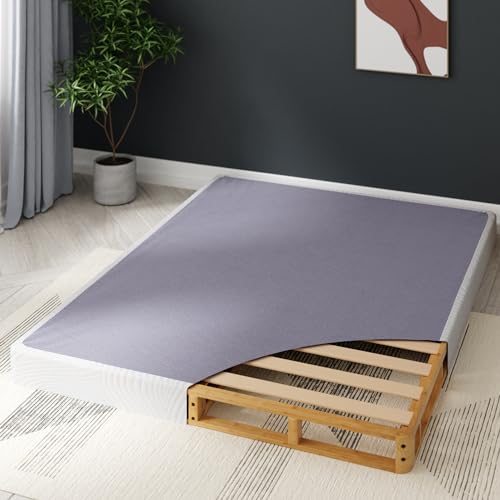 ZINUS Edgar 4 Inch Bamboo Box Spring - Sturdy Mattress Foundation for Reliable Support, Queen Size - WoodArtSupply