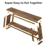 Condemo 70.9" Extra Long Entryway Table, Farmhouse Wood Console Table with Storage, 2-Tier Narrow Sofa Table Behind Couch for Living Room, Hallway, Entrance, Foyer, Rustic Brown Condemo