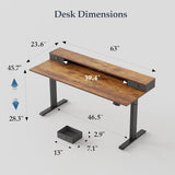 Klicelor 63 Inch Electric Standing Desk with Drawers, Adjustable Height Small Sit Stand Desk for Home Office, Compact Computer Workstation with Storage– Rustic Brown Klicelor