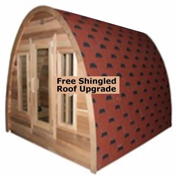 Canadian Red Cedar Wood Dome Top Wet/Dry Swedish Outdoor Steam Sauna SPA with 6KW OR 9KW Heater, Shingled Roof - WoodArtSupply