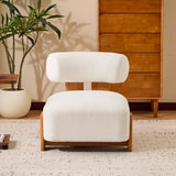 Hennhari Boucle Accent Chair with Solid Wood Frame for Living Room, Modern Side Chair with Rolled Backrest, 27.25" Lounge Chair with Soft and Durable Boucle Fabric for Bedroom and Office (Beige) Hennhari