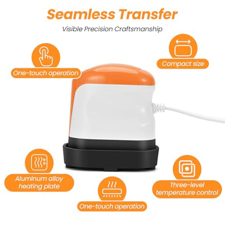 Yuenoks Heat Press Machine Mini Heat Press 3.5 "x 2.4", Portable Heat Press Fast Up to 356℉(180 ºC), Portable Easy Press for T-Shirts, Shoes, Bags, Hats, and Vinyl HTV Heat Transfer Projects Yuenoks