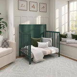 Dream On Me Bellport 4-in-1 Convertible Mini Baby Crib, Compact Design in Safari Green, GreenGuard Gold & BSA, Non-Toxic, Pinewood, Converts to Mini Daybed & Twin Bed, 1″ Mattress Pad