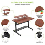 EUREKA ERGONOMIC Height Adjustable Standing Desk, Mobile Desk with Detachable Hutch 41", Teak EUREKA ERGONOMIC