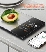 KUAIVO Smart Nutrition Food Scale with LED Display, Tracks Calories, Fat, Carbs & Protein via App, 1g Precision Digital Kitchen Scale for Healthy Eating & Meal Prep