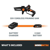Worx Nitro 20V 5" Cordless Brushless Chainsaw 2.0 Ah Battery and Charger Included WG325 WORX