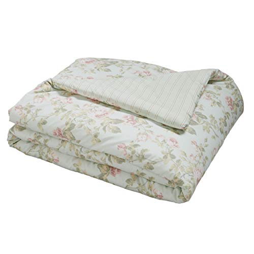 Laura Ashley Home - King Comforter Set, Reversible Cotton Bedding, Includes Matching Shams with Bonus Euro Shams & Throw Pillows (Madelynn Pastel Blue, King) Laura Ashley