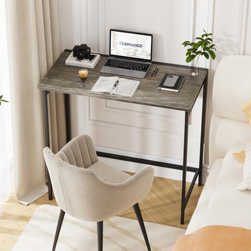 Elephance Folding Desk No Assembly Required 31.5" Small Foldable Computer Desk for Small Spaces, Space Saving Study Writing Office Desk Foldable Table for Home Office Black Oak Elephance