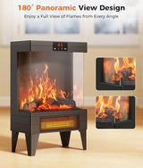 Oylus Electric Fireplace Stove Heater - Freestanding Fireplace Heater for Indoor Use with Realistic 3D Flame, Adjustable Thermostat & Remote, Quiet, Timer for Living Room and Bedroom OYLUS