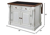 Pemberly Row Farmhouse Wood Kitchen Island with Granite Top in Antique White Pemberly Row