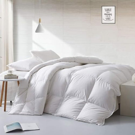 APSMILE Lightweight All-Season Down Feather Fibers Comforter Queen/Full Duvet Insert for Hot Sleepers/Warm Weather- Ultra-Soft High Fill-Power Hotel Collection Comforter, Thin Light Warmth(90"x90") APSMILE