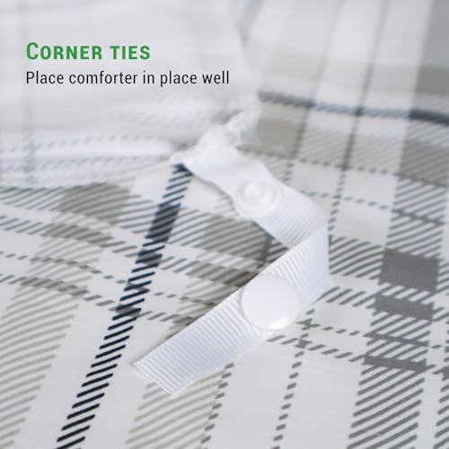 Gogreen 100% Cotton Duvet Cover Set - 2 Piece Soft Breathable Bedding Set, All Season Comforter Cover with Zipper Closure & Corner Buttons, Includes 2 Pillowcases (Christmas Plaid, Twin Size) Gogreen