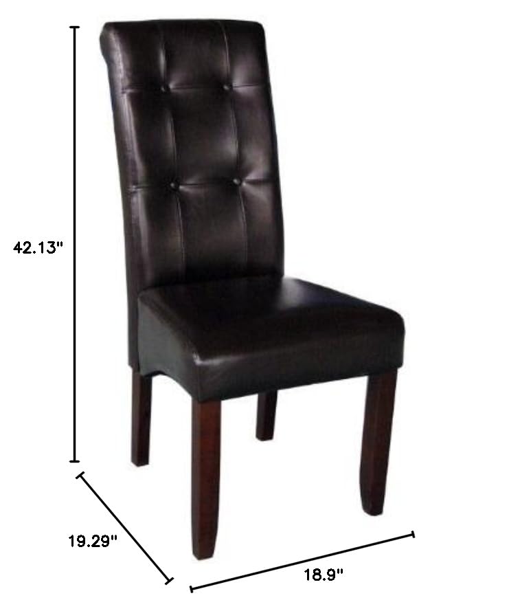 SIMPLIHOME Cosmopolitan Parson Dining Chair (Set of 2), Tanners Brown Faux Leather and SOLID WOOD, Square, Upholstered, For the Dining Room, Contemporary Modern SIMPLIHOME