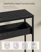VASAGLE 2-Tier Entryway Table, Narrow Console Table, Semi-Open Compartments, 9.4 x 39.4 x 31.5 Inches, for Hallway, Living Room, Ebony Black and Ink Black ULNT091B01 VASAGLE
