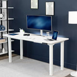 VIVO Electric Height Adjustable 71 x 30 inch Memory Stand Up Desk, White Extra Deep Table Top, White 4-Leg Dual Motor Frame, DESK-KIT-E4WW VIVO