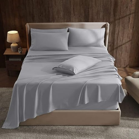 Hearth & Harbor Extra Deep Pocket Sheet Sets, Luxury Soft 6 Piece Bed Sheet Set Fits Mattress 18-24 Inches - Queen, Grey Hearth & Harbor