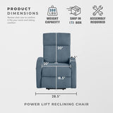 Lexicon Power Lift Recliner Chair for Elderly with Remote Control, Gentle Lift Motion, Side Pocket Armrest, Corduroy Upholstered Electric Recliner for Living Room/Bedroom, Easy Assembly, Midnight Blue