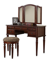 Bobkona F4071 St. Croix Collection Vanity Set with Stool, Cherry Poundex