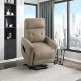 Lexicon Power Lift Recliner with Heat and Massage for Adults Elderly Ergonomic, Textured Microfiber Tufted Lounge Chair Classic Single Sofa Recliner with Side Pockets, Home Theater Seating, Brown Lexicon