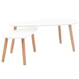 vidaXL Nesting Coffee Table 2 pcs, Side Tables with Solid Pine Wood Legs, Scandinavian Style End Table for Living Room, White vidaXL