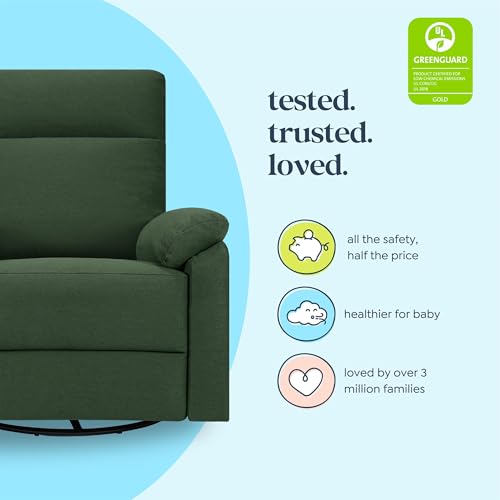 Davinci Suzy Electronic Swivel Recliner with USB Port in Pine Green, GREENGUARD Gold & CertiPUR-US® Certified