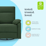 Davinci Suzy Electronic Swivel Recliner with USB Port in Pine Green, GREENGUARD Gold & CertiPUR-US® Certified