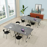 ZanyCajole Conference Room Table, Folding Conference Table with Silent Wheels, Modular Flip Top Mobile Training Tables for Office, Training Room, Meeting Rooms, School, 2-16 Person (10, Grey, 70.8in) ZanyCajole