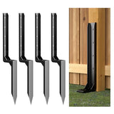 Muzata 4Pack Fence Post Repair Kit Fence Post Stakes Heavy Duty Black Steel Post Anchor Ground Spike Quick Easy for 4x4 6x6 Tilted Broken Wood Fence Post Repair WT16 Muzata
