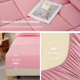 DOWNCOOL Full Size Comforter Sets, 7Pcs Full Size Bedding Sets Pink, All Season Down Alternative Bedding Comforter Sets with Comforter, Flat Sheet, Fitted Sheet, 2 Pillow Shams & 2 Pillowcases DOWNCOOL