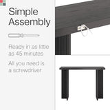 Fluted Console Table - Small Entry Desk for Narrow Spaces - Modern, Mid-Century Home Decor - Living Room Furniture - Solid Wood Entryway Table - Fluted Cross Bass and Rectangular Top (Black) Stead