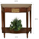 Touch of Class Sarantino Wooden Console Table - Natural Cherry with Aged Gold Details - Traditional Decorative Regal Furniture - Half Circle Moon Shape - Elegant Display for Entryway Room Touch of Class