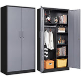 Letaya Metal Storage Cabinet,72'' Employee Lockers Steel Wardrobe with Lock Door for Office,Home,School,Gym,Fire Department,Hotel(72“-Black&Gray) Letaya