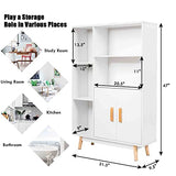 Giantex Storage Cabinet, Free Standing Pantry Cabinet with 2 Door Cabinet and 5 Shelves, Home Office Furniture Bookcase, Side Cabinet, Cupboard, Wood Cube Organizer (White) Giantex