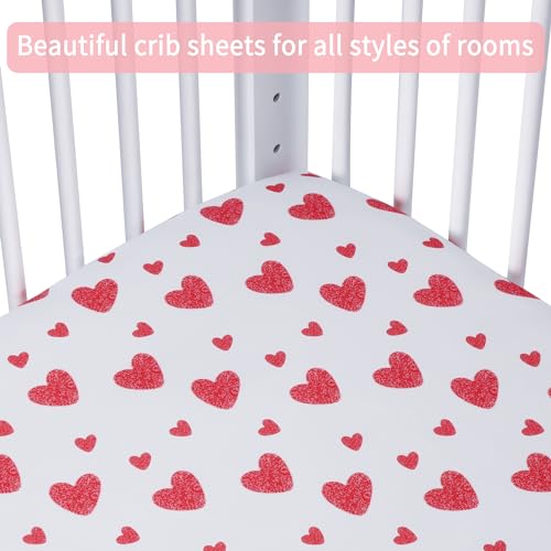 GUNTAIL Baby Crib Sheets for Boys Girls, 2 Pack Fitted Crib Sheet for Standard Crib and Toddler Mattress, Soft Microfiber Baby Sheet 52x28x8in. (Love & Pink) GUNTAIL