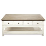 BOWERY HILL Contemporary 4-Drawer Storage Solid Wood Coffee Table in Natural for Living Room, 28" D x 48" W x 20" H BOWERY HILL
