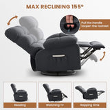 Swivel Rocker Recliner Chair for Adults, 360° Upholstered Manual Recliners for Small Spaces, Single Seat Glider Reclining Chair with Side Pockets, Ergonomic Reading Chair for Living Room, RV, Bedroom