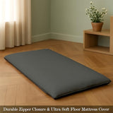 Twin XL Size Japanese Zippered Futon Covers - 100% Egyptian Cotton - Floor Mattress Cover for Traditional Japanese - Super Soft Couch Slipcovers Floor Mats Sofa Protector, Dark Grey Yarns of Cotton