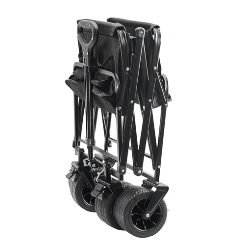 VEVOR Collapsible Folding Wagon Cart, 220lbs Heavy Duty Wagons Carts Foldable with Wheels, Outdoor Portable Garden Cart Utility Wagon for Groceries Camping Sports with Large Capacity & Drink Holder VEVOR