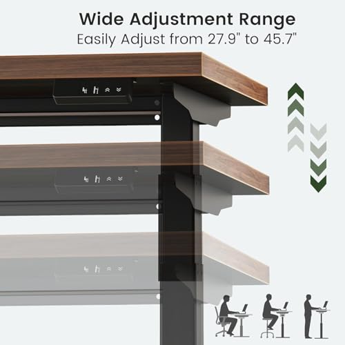 ModernMate Electric Standing Desk with 2-Drawer File Cabinet, Adjustable Height Executive Desk, Home Office Workstation with A Engineered Wood 1.18" Solid Desktop, Built-in Outlets, Black Walnut ModernMate